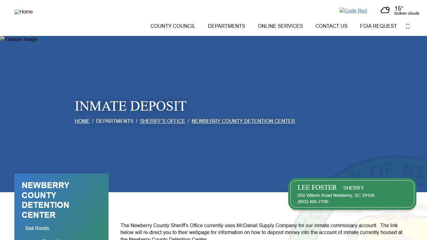 Inmate Deposit Newberry County, SC