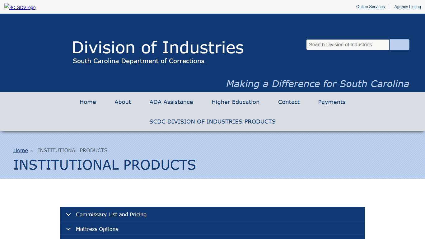 INSTITUTIONAL PRODUCTS Division of Industries